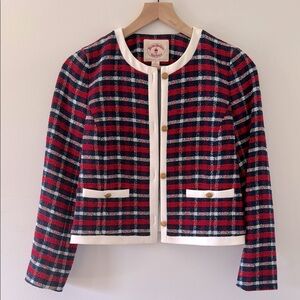 Brooks Brothers Red Plaid Tweed Jacket - Classic Americana Preppy Chic - Size 0